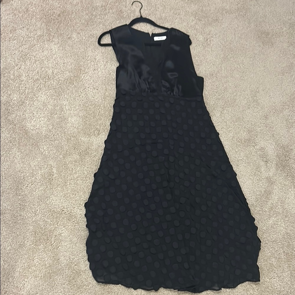 Reiss Jacquard spot Midi black dress